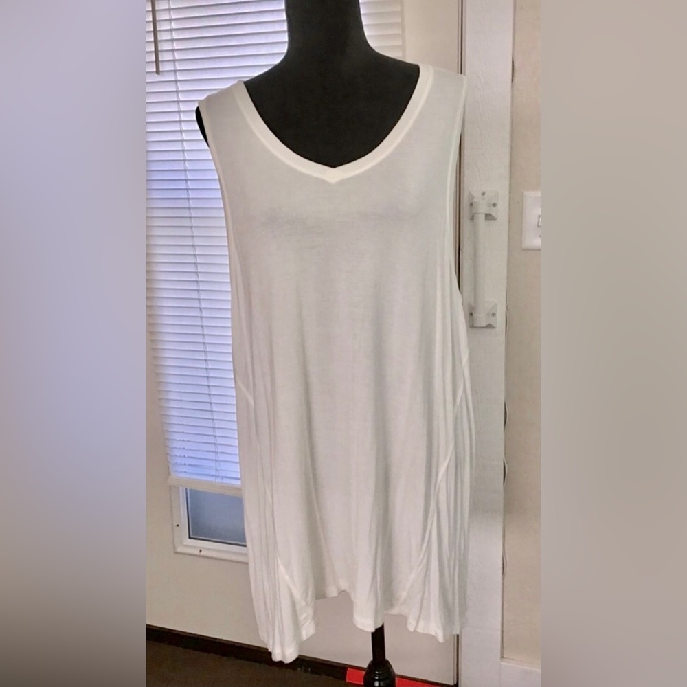 Soft Surroundings Off-white Long Tunic Tank Top 2X